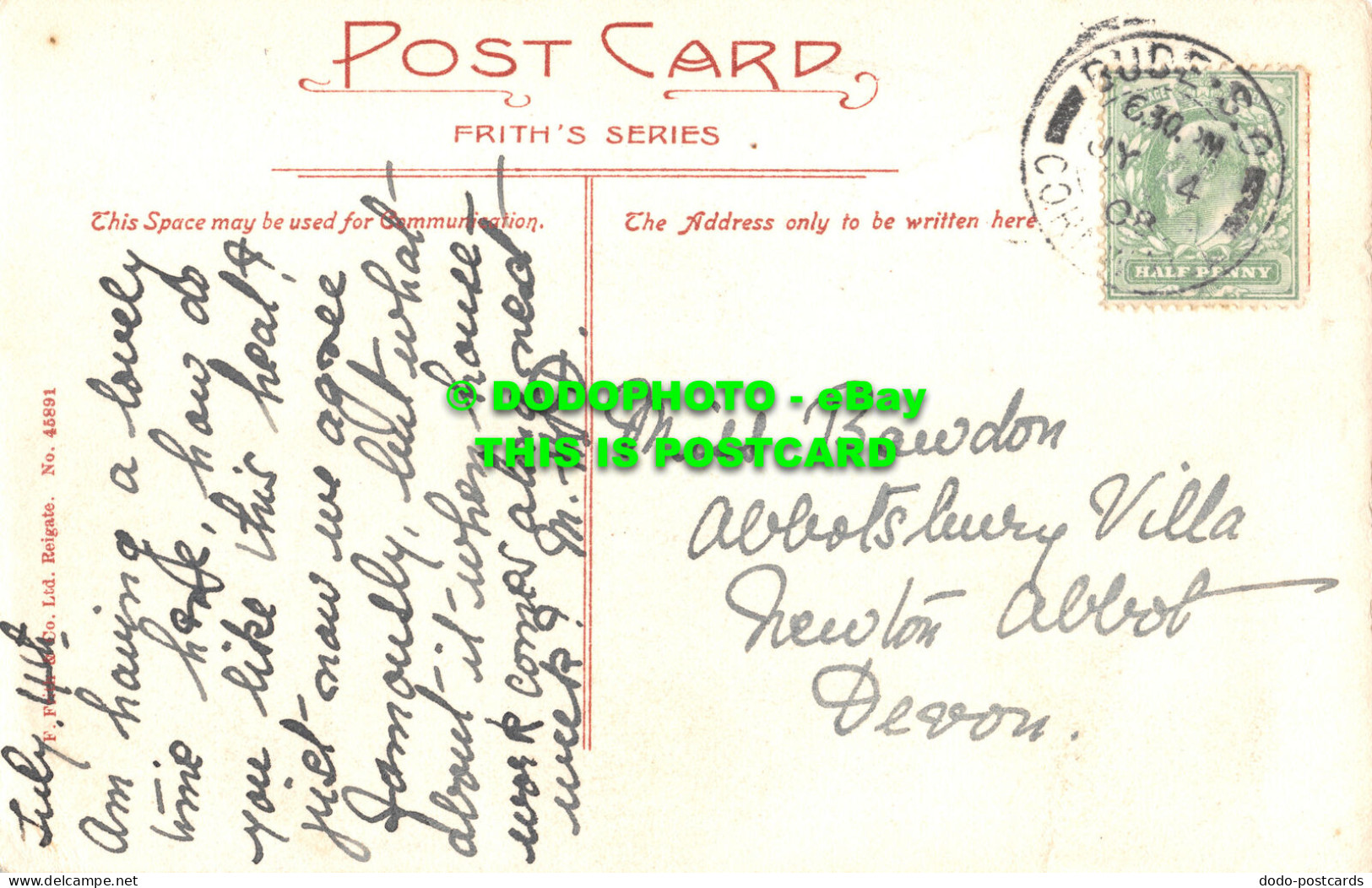 R516049 Bude. Beacon Head. F. Frith. No. 45891. 1908 - Mondo