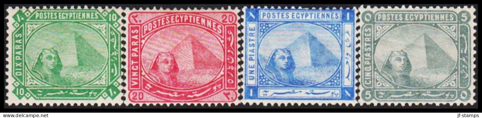 1884-1902. EGYPT. Sphinx & Pyramid In Complete Set With 4 Stamps  Hinged. (Michel 32-35) - JF545273 - 1866-1914 Khedivaat Egypte