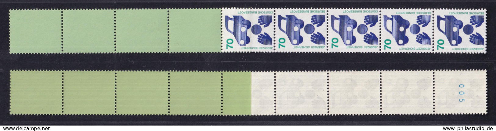 Bund 773 A RE 5+4 Grün/dextrin Blaue Nr. Unfallverhütung 70 Pf Postfrisch - Rollo De Sellos