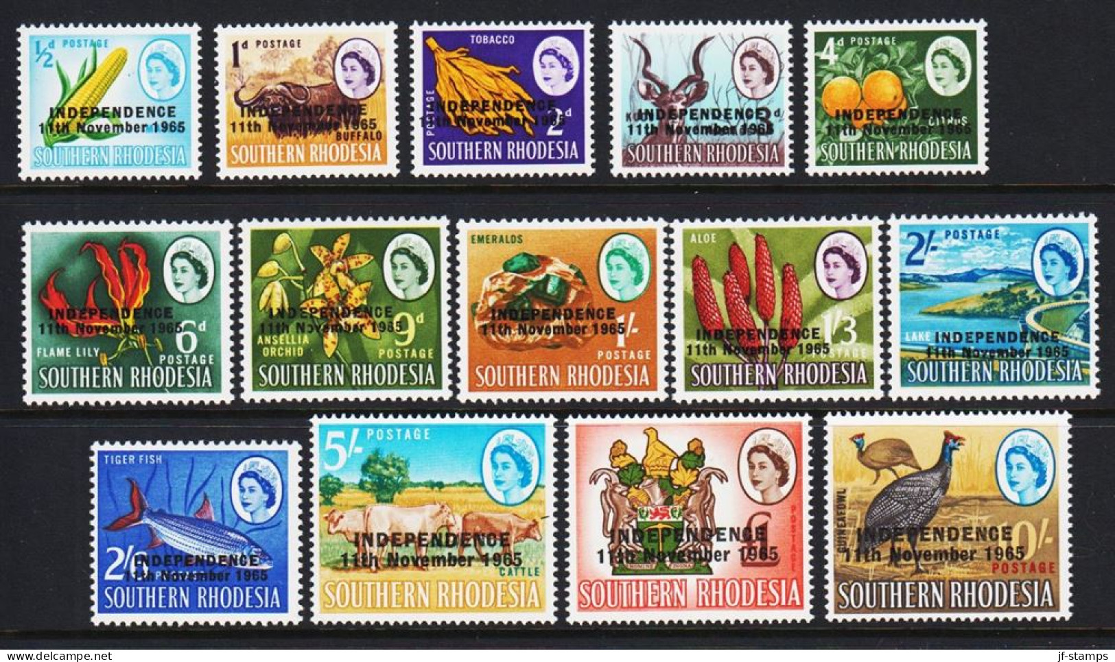 1966. RHODESIA. INDEPENDENCE 11th November 1965. Complete Set With14 Ex. Never Hinged. (Michel 9-22) - JF545279 - Rhodesia (1964-1980)