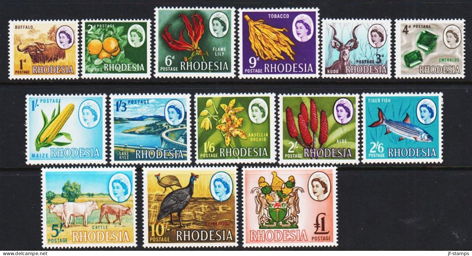 1966. RHODESIA. Country Motives. Complete Set With14 Ex. Never Hinged. (Michel 24-37) - JF545280 - Rhodésie (1964-1980)