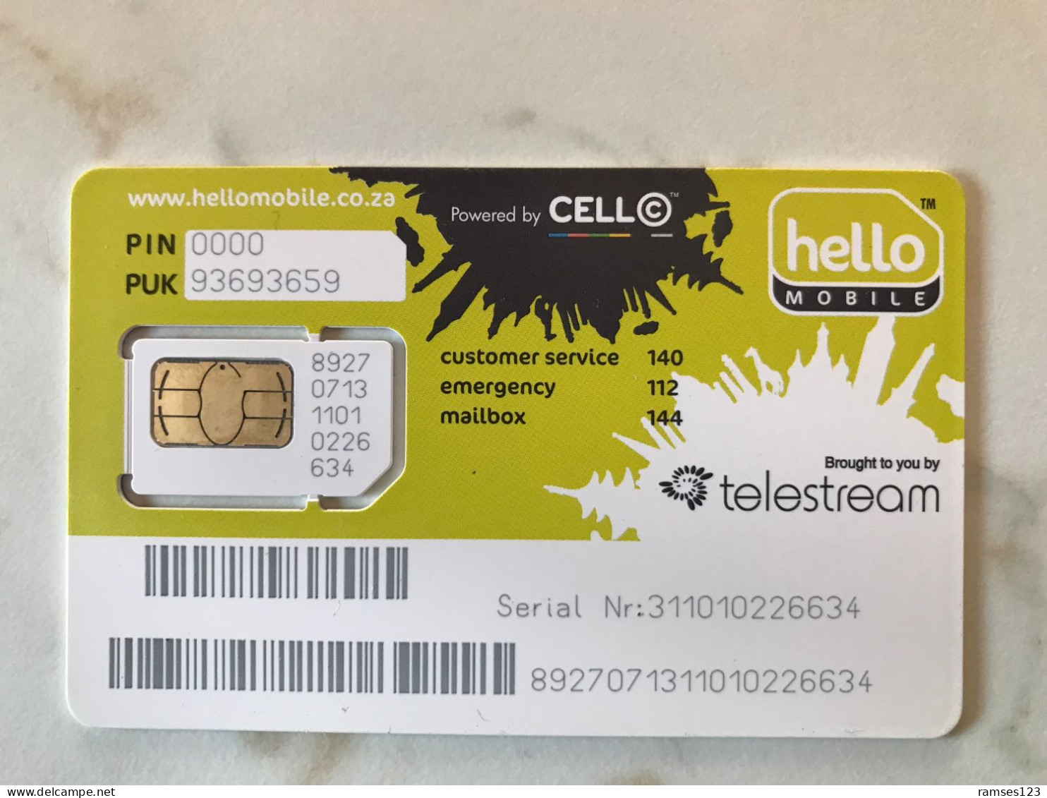 SIM GSM   HELLO SOUTH AFRICA    MINT - Afrique Du Sud