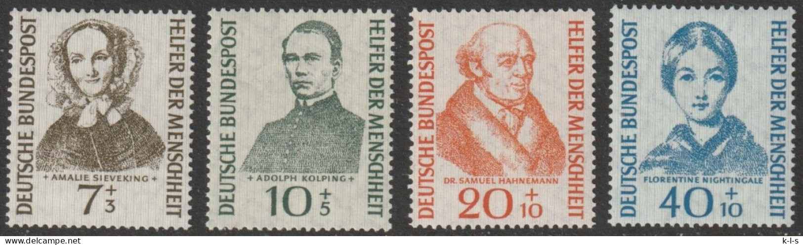 BRD: 1955, Mi. Nr. 222-25, Wohlfahrt: Helfer Der Menschheit (VI).  **/MNH - Unused Stamps