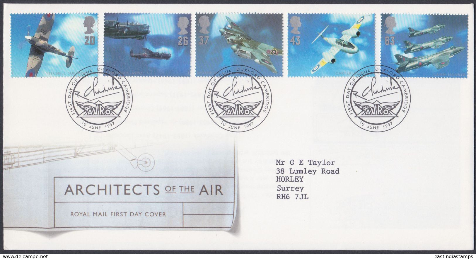 GB Great Britain 1997 FDC Airforce, Aircraft, Aeroplane, Airplane, British, Pictorial Postmark, First Day Cover - Cartas & Documentos