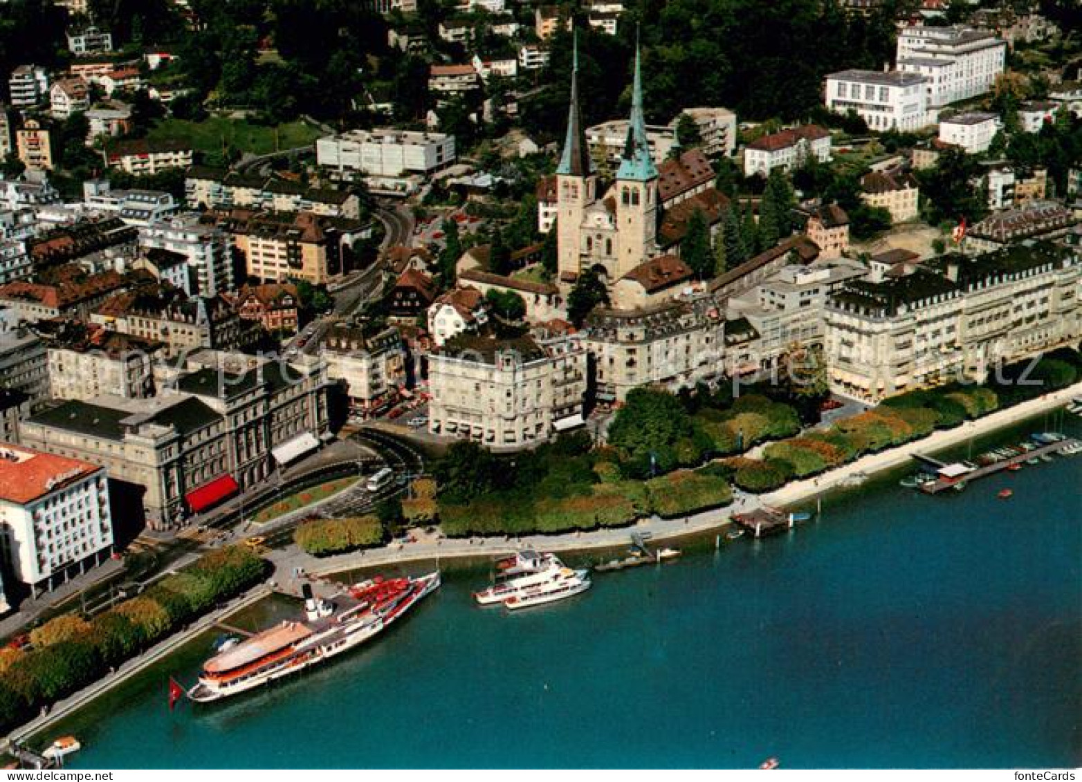 13682794 Luzern LU Hofkirche Schiffsrestaurant Wilhelm Tell Fliegeraufnahme Luze - Sonstige & Ohne Zuordnung