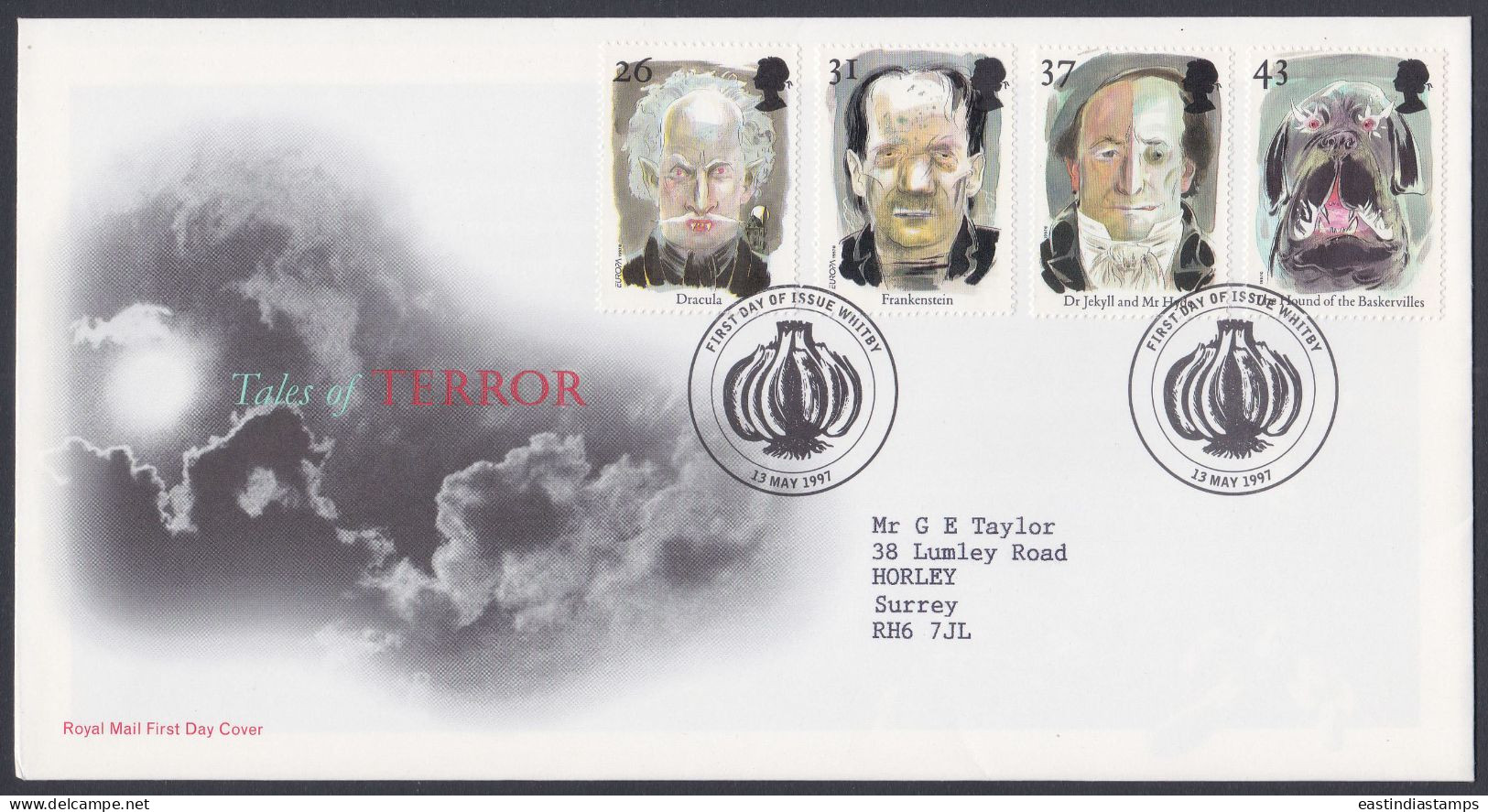 GB Great Britain 1997 FDC Horror Stories, Dracula, Frankenstein, Sherlock Holmes, Pictorial Postmark, First Day Cover - Storia Postale