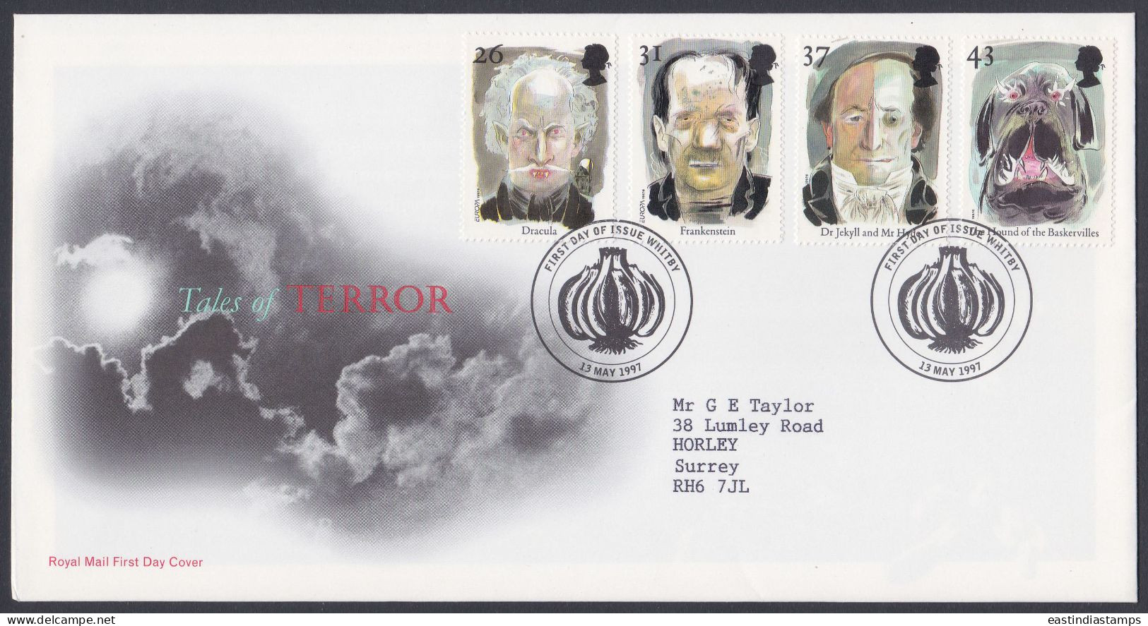 GB Great Britain 1997 FDC Horror Stories, Dracula, Frankenstein, Sherlock Holmes, Pictorial Postmark, First Day Cover - Briefe U. Dokumente