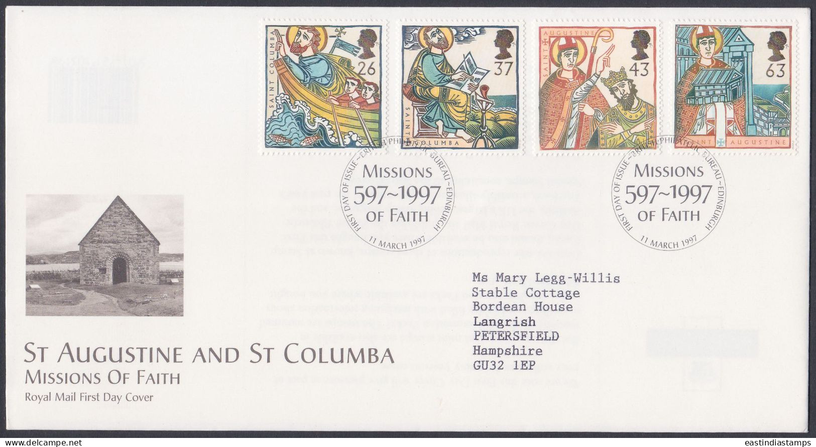 GB Great Britain 1997 FDC St Augustine, St Columba, Christian Monastry, Christianity Pictorial Postmark, First Day Cover - Brieven En Documenten