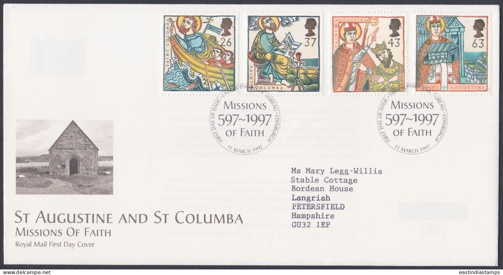 GB Great Britain 1997 FDC St Augustine, St Columba, Christian Monastry, Christianity Pictorial Postmark, First Day Cover - Briefe U. Dokumente