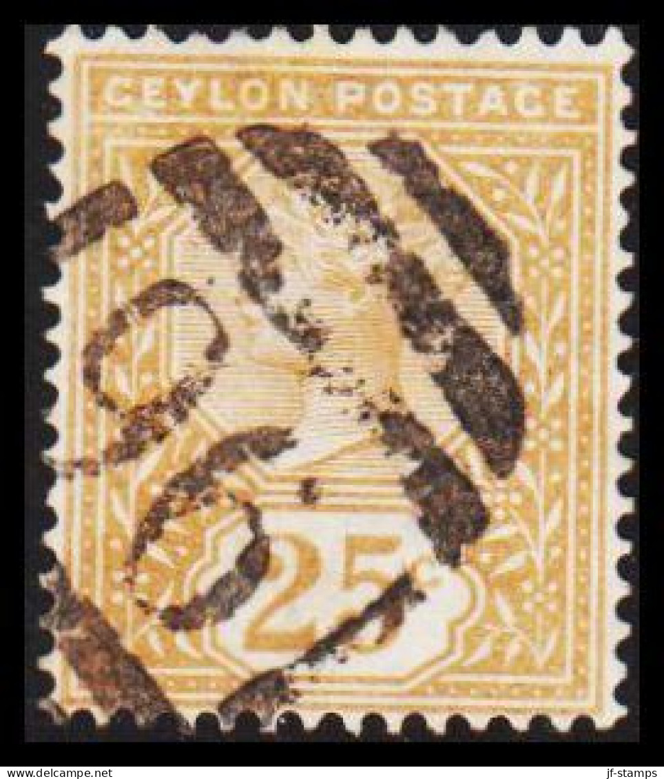 1886-1888. CEYLON. Victoria. 25 C. Interesting Cancel. (MICHEL 97) - JF545315 - Ceylan (...-1947)