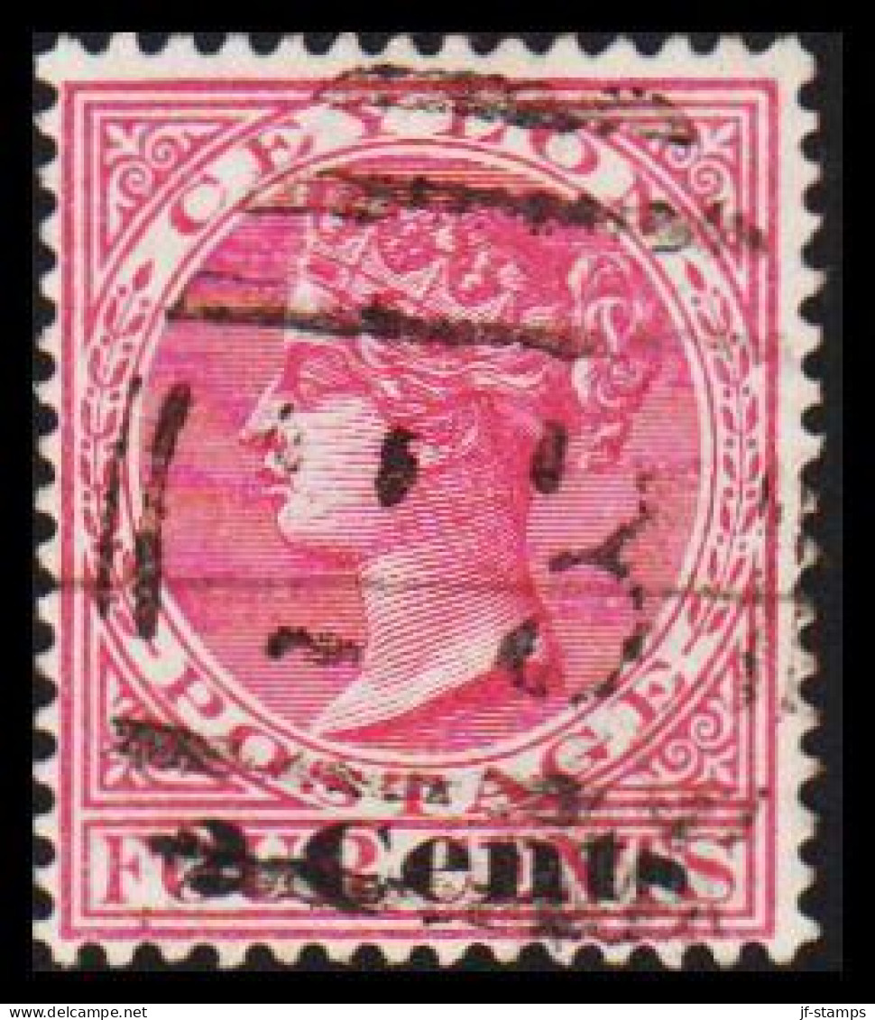 1888. CEYLON. Victoria. 2 Cents On FOUR CENTS.  (MICHEL 107) - JF545321 - Ceylon (...-1947)