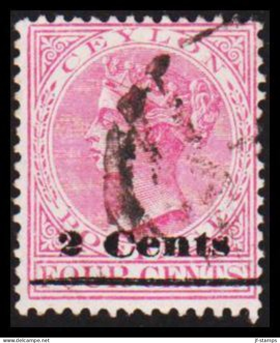 1888. CEYLON. Victoria. 2 Cents On FOUR CENTS.  (MICHEL 105) - JF545322 - Ceylon (...-1947)