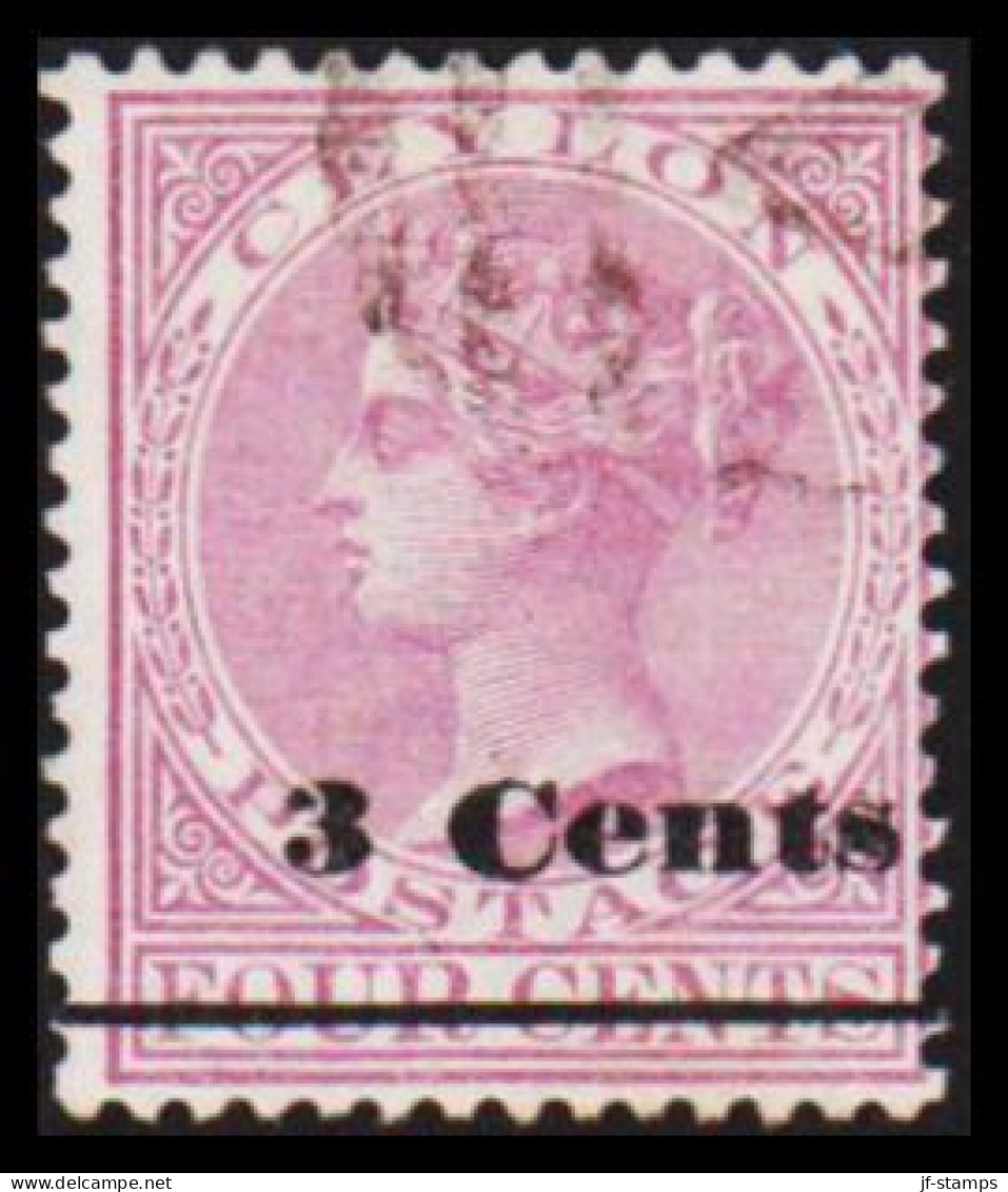 1892. CEYLON. Victoria. 3 Cents On FOUR CENTS.  (MICHEL 113) - JF545324 - Ceylon (...-1947)