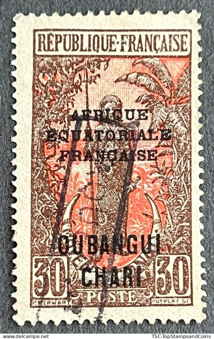 FRAOUB064U - Bakalois Woman - Overprinted AEF - Oubangui-Chari - 30 C Used Stamp - Oubangui-Chari - 1925 - Oblitérés