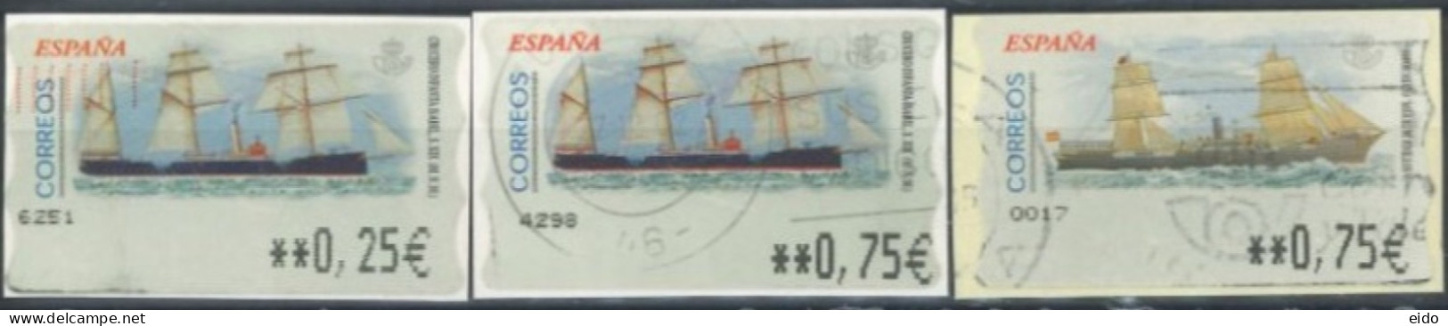 SPAIN- 2002, VANTIGE BOATS STAMPS LABELS SET OF 3, DIFFERENT VALUES, USED. - Gebraucht