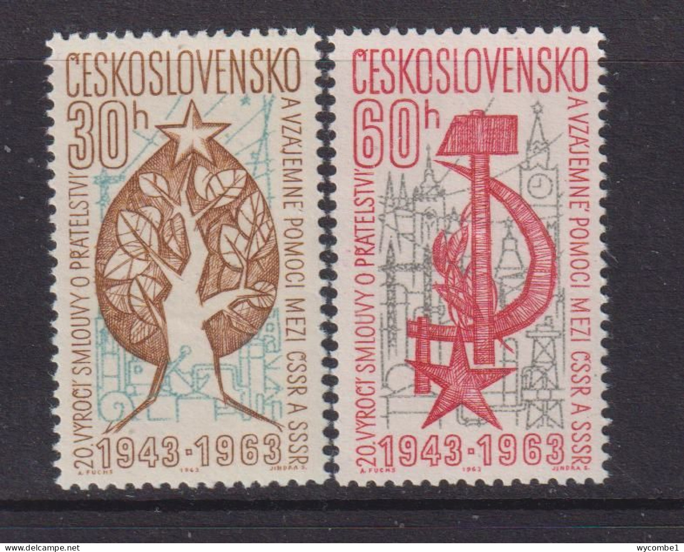 CZECHOSLOVAKIA  - 1963 Friendship Treaty Set Never Hinged Mint - Unused Stamps