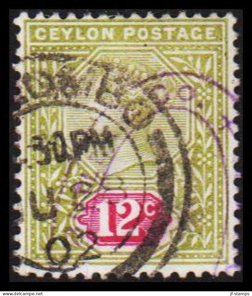 1893-1900. CEYLON. Victoria. 12 C. Interesting Cancel. (MICHEL 121) - JF545333 - Ceylon (...-1947)