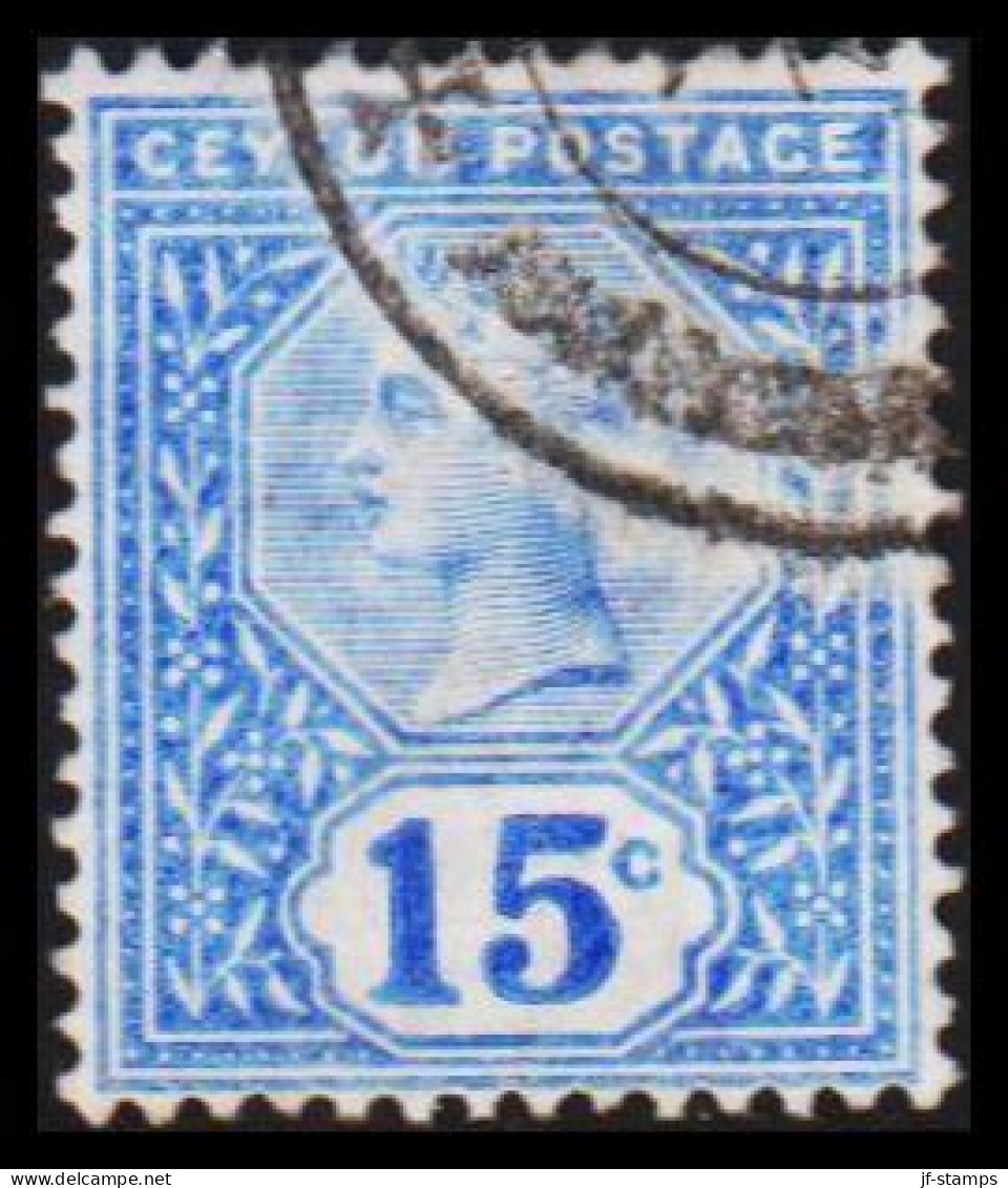 1893-1900. CEYLON. Victoria. 15 C.  (MICHEL 122) - JF545334 - Ceylon (...-1947)