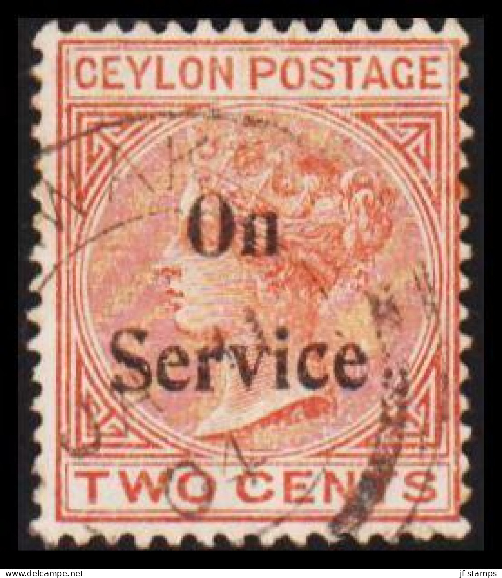 1895-1900. CEYLON. Victoria. On Service Overprint On TWO CENTS.  (MICHEL Dienst 2) - JF545335 - Ceylon (...-1947)