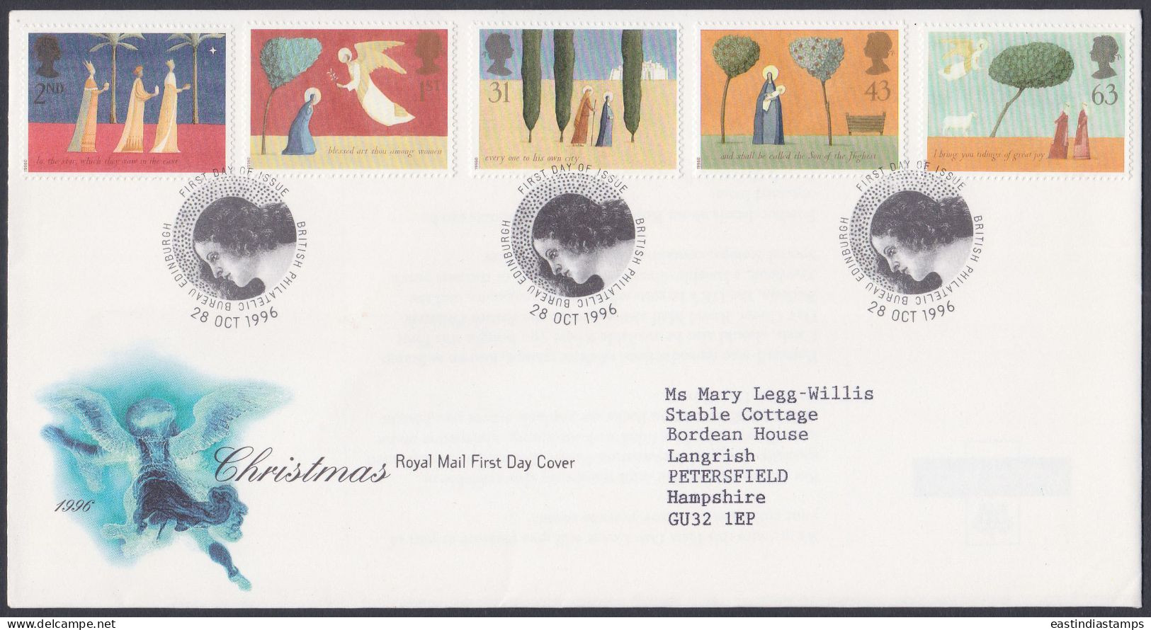 GB Great Britain 1996 FDC Christmas, Christianity, Festival, Christian, Pictorial Postmark, First Day Cover - Briefe U. Dokumente