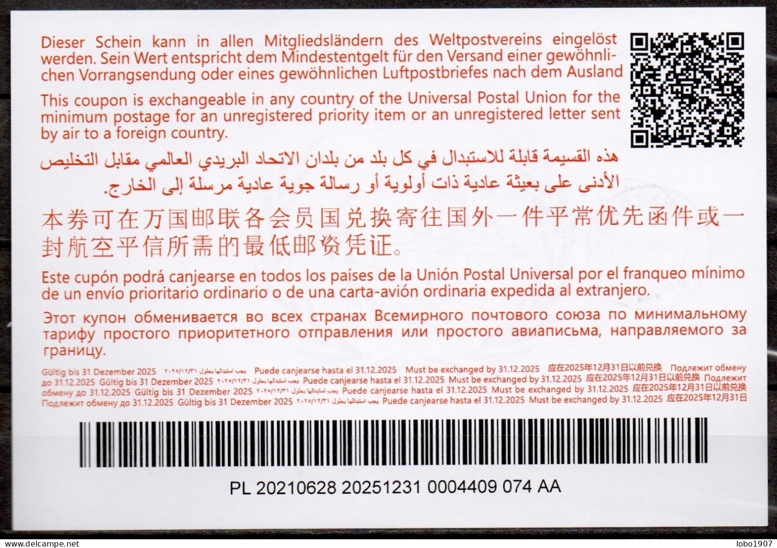 POLOGNE POLAND  Abidjan Ab46  20210628 AA  International Reply Coupon Reponse Antwortschein IRC IAS WARSZAWA 09.08.2023 - Enteros Postales