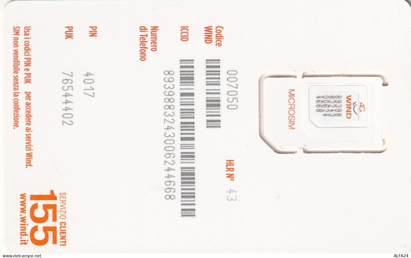 ITALIA GSM SIM WIND (E102.1.2 - [2] Sim Cards, Prepaid & Refills