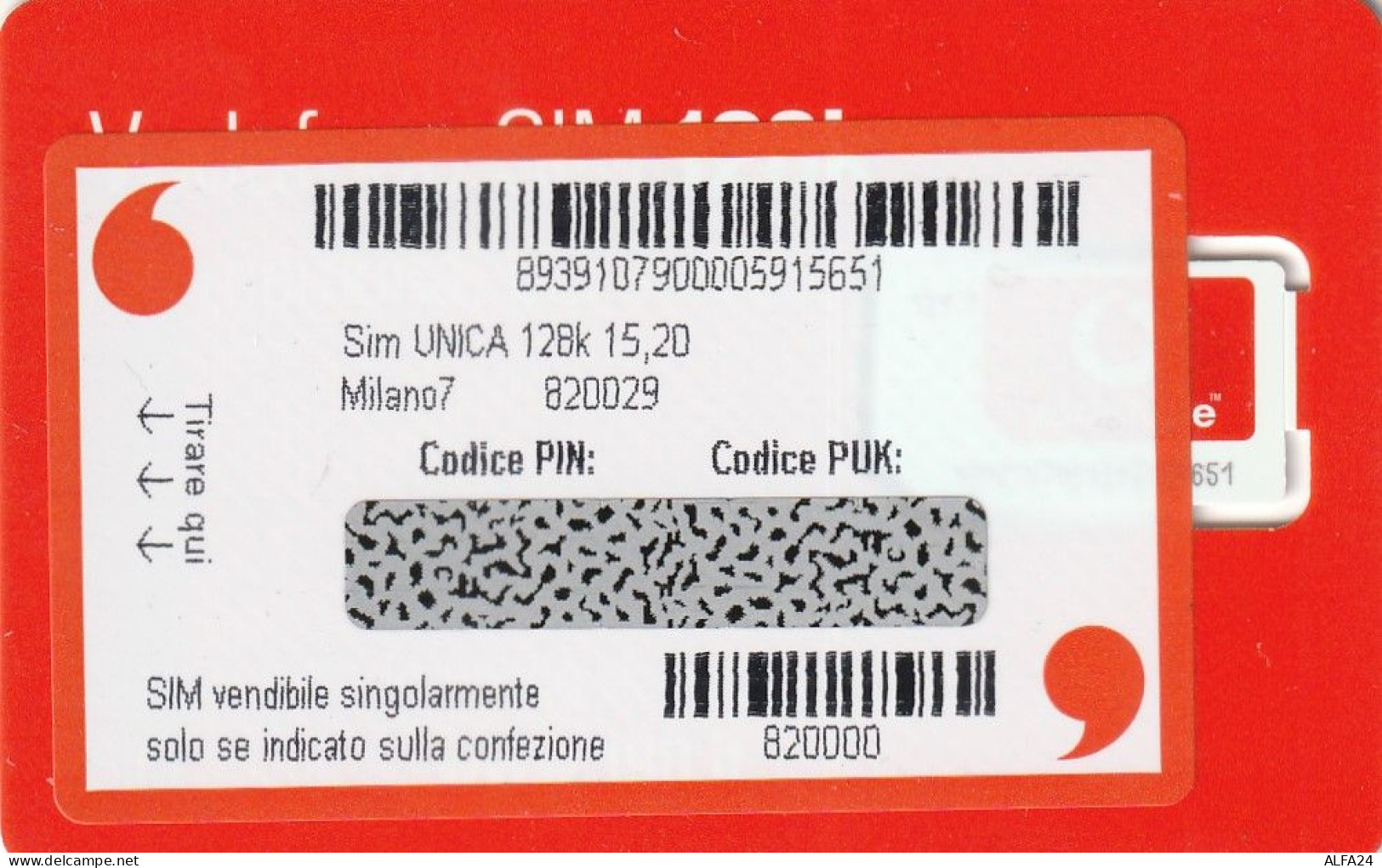 ITALIA GSM SIM VODAFONE (EUSP.32.3 - [2] Sim Cards, Prepaid & Refills