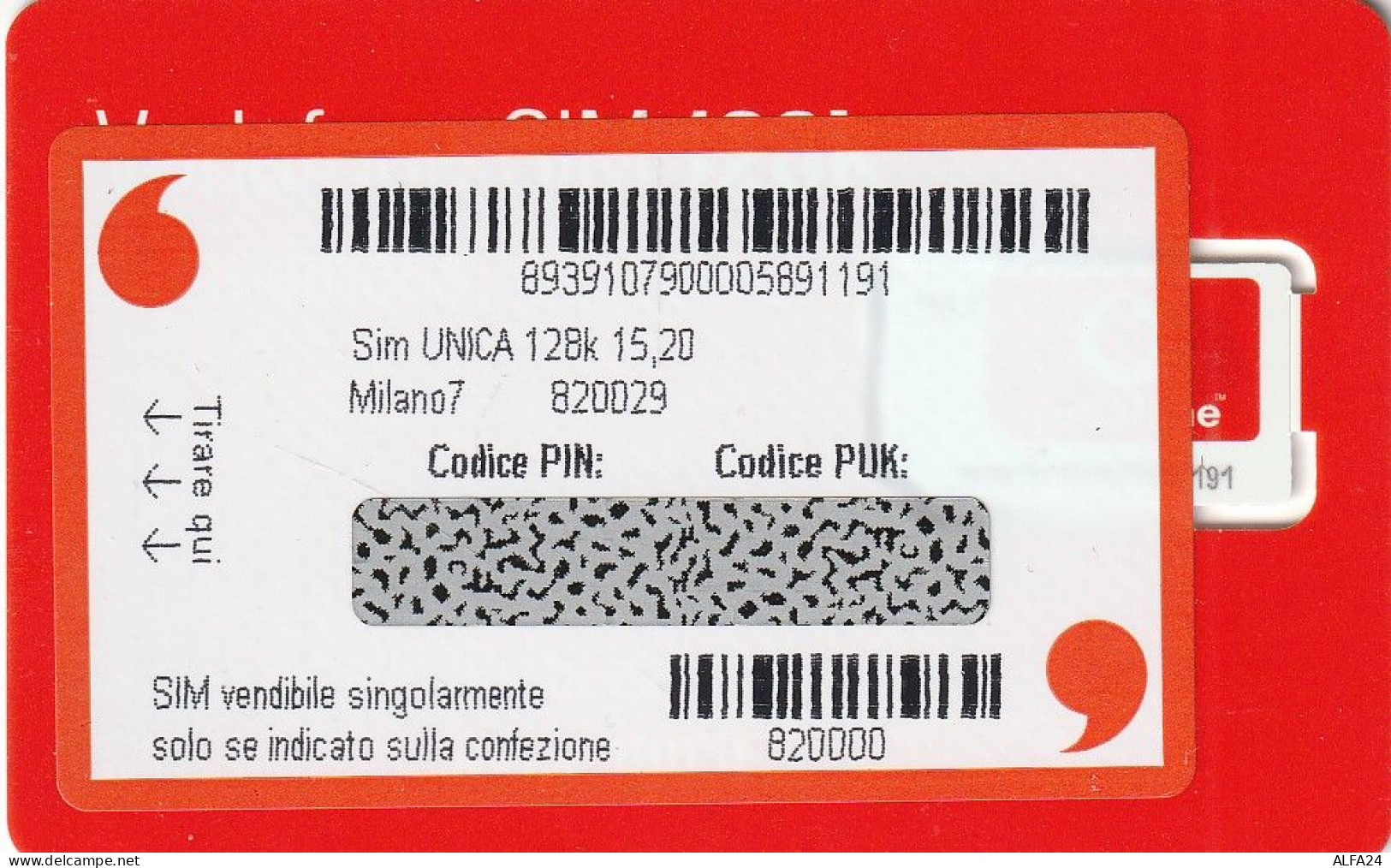 ITALIA GSM SIM VODAFONE (EUSP.25.3 - GSM-Kaarten, Aanvulling & Voorafbetaald