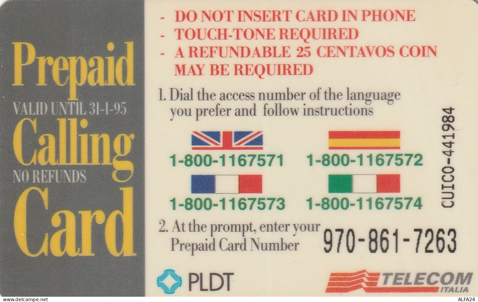 PREPAID PHONE CARD  ITALIA PAPA TELECOM 12 UNITS (EUSP.12.6 - [2] Sim Cards, Prepaid & Refills