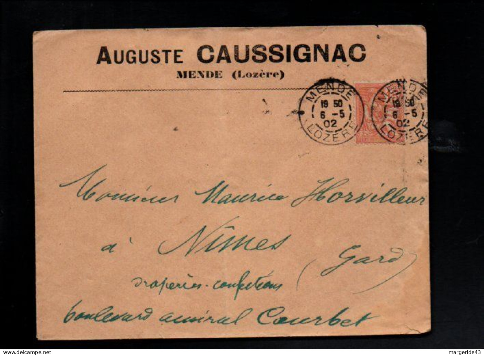 MOUCHON  SUR LETTRE A EN TETE DE MENDE 1902LOZERE - 1877-1920: Semi Modern Period