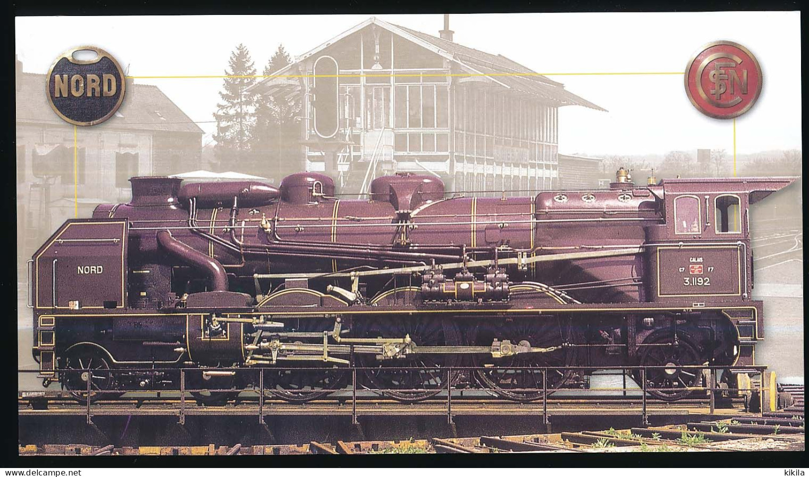 CPSM / CPM 25 X 14 Cm  LOCOMOTIVE à Vapeur  "Nord" De La S.N.C.F.  "Calais C7 F73.1192" - Treni