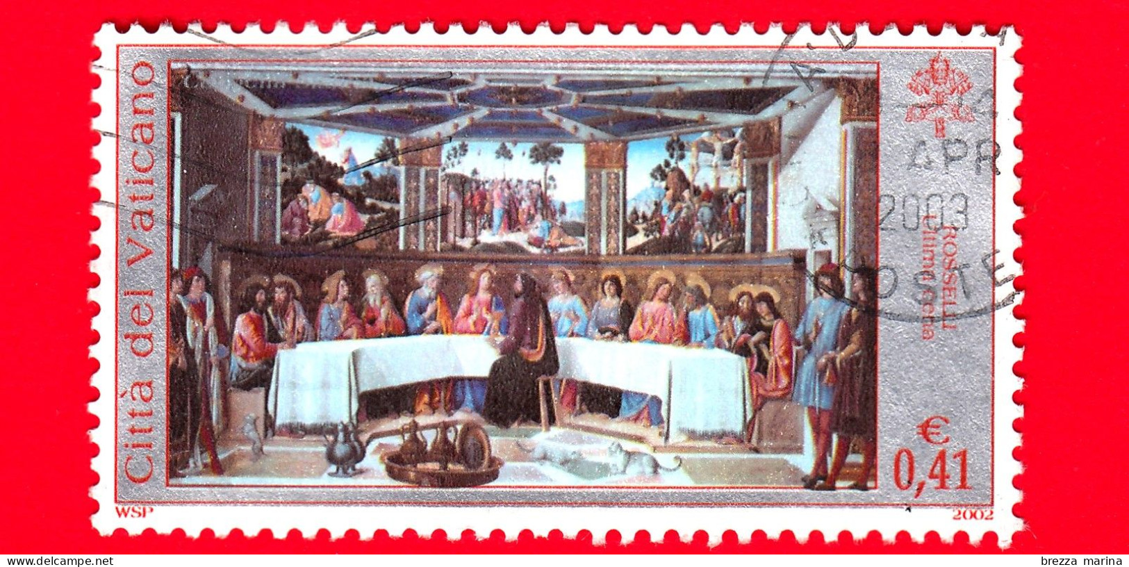 VATICANO - Usato - 2002 - Cappella Sistina Restaurata - L'ultima Cena  - 0.41 - Oblitérés