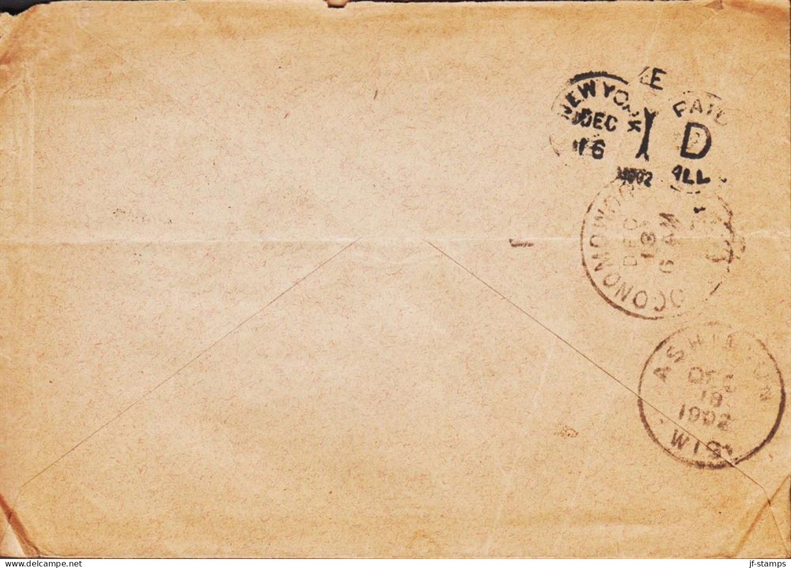 1902. PERU. VEINTIDOS CENTAVOS Single On Cover (folds) To USA Cancelled CALLAO NOV 12 1902. Reverse Arriva... - JF545372 - Perú