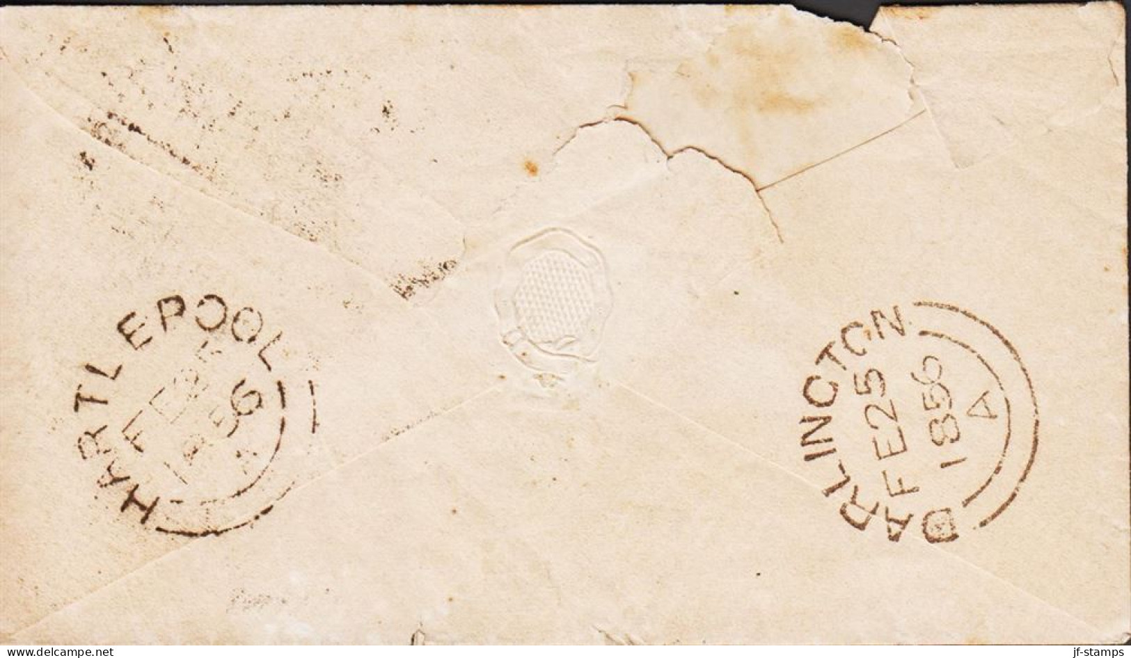 1854 - 1857. Victoria. ONE PENNY. Perf 16. Position L E On Small Cover (tear, Rust) Cancelled ... (Michel 8A) - JF545376 - Sonstige & Ohne Zuordnung