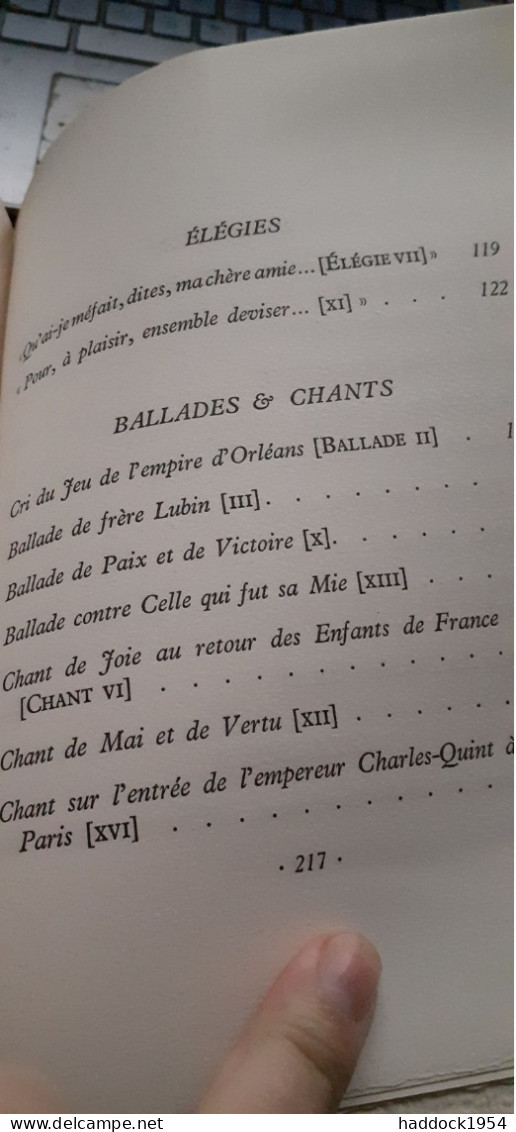 Poesies CLEMENT MAROT PAULETTE HUMBERT union latine d'editions 1951