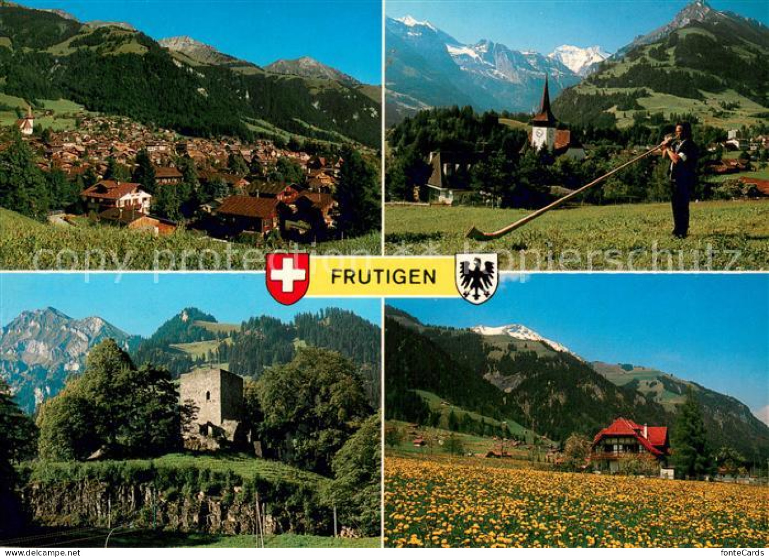 13660901 Frutigen BE Dorf Mit Niesen Tellenburg Mit Elsighorn Kirche Balmhorn Al - Sonstige & Ohne Zuordnung