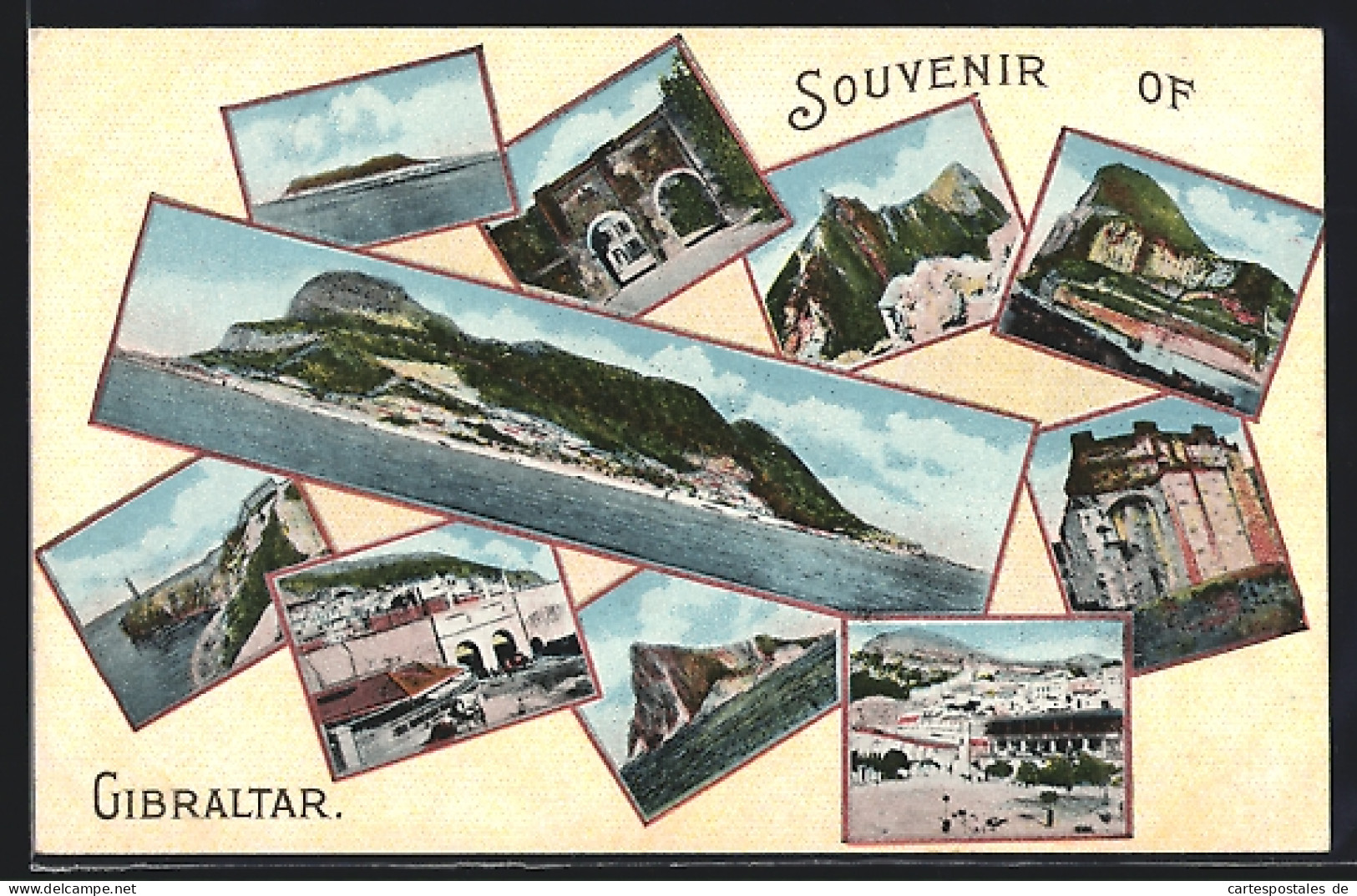 Postal Gibraltar, City, Street Scene, The Rock And The Sea  - Gibilterra