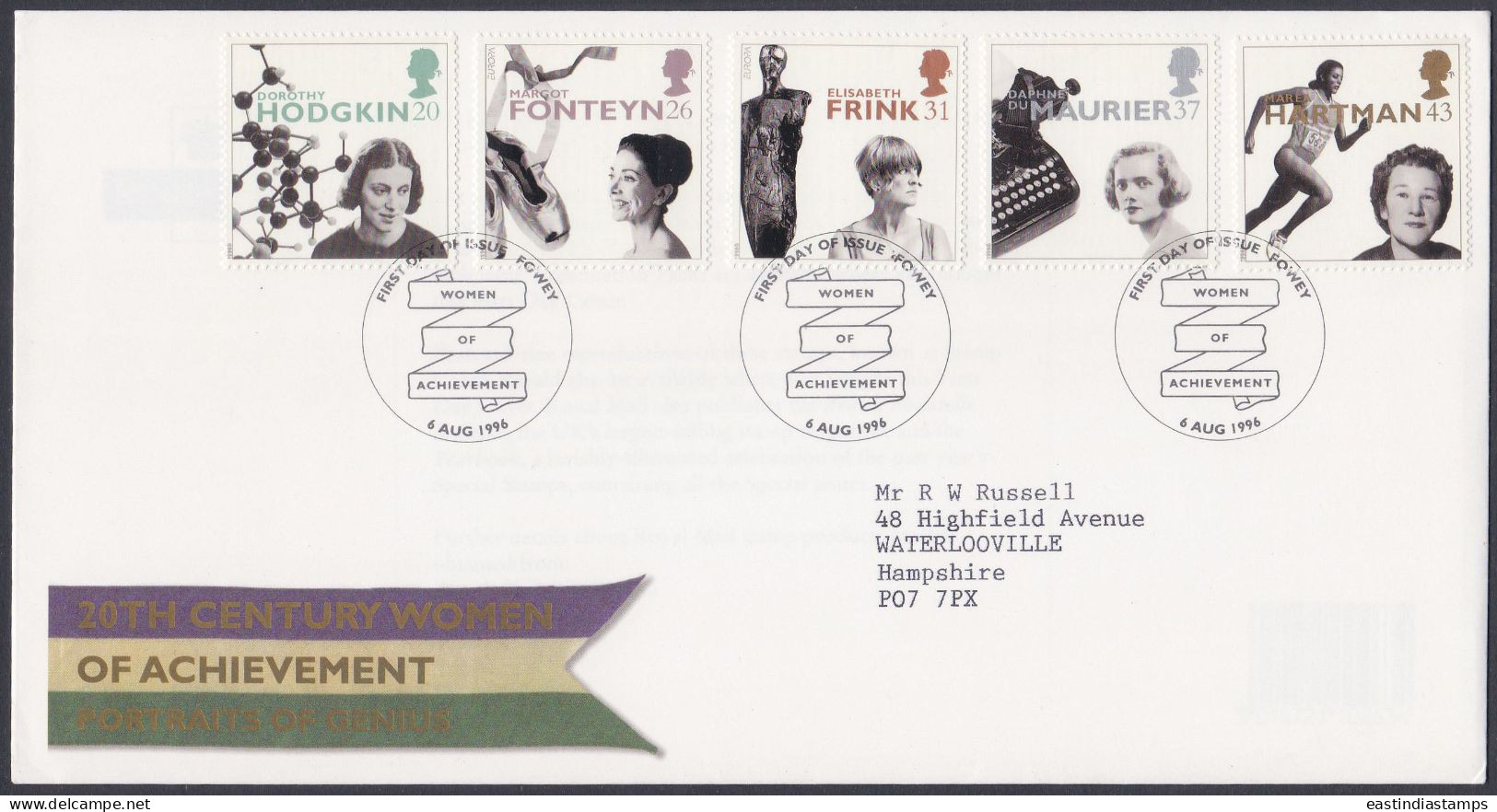 GB Great Britain 1996 FDC Women, Ballet, Science, Cinema, Typewriter, Sports, Pictorial Postmark, First Day Cover - Lettres & Documents
