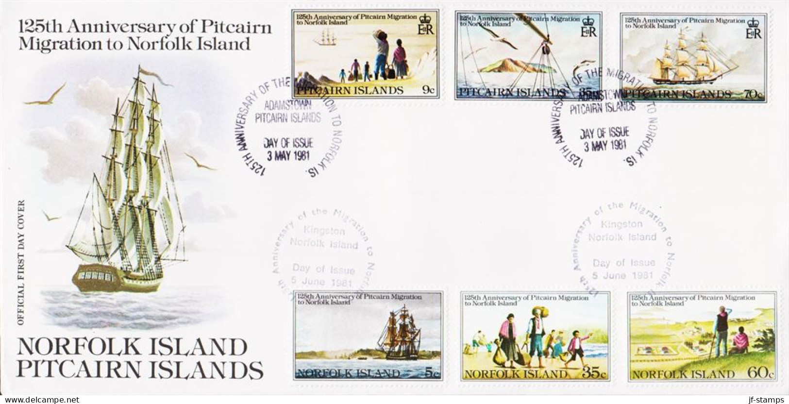 1988. PITCAIRN ISLANDS. 125th Anniversary Of Pitcairn Migration To Norfolk Island. Comple... (Michel 206-208) - JF545396 - Ile Norfolk