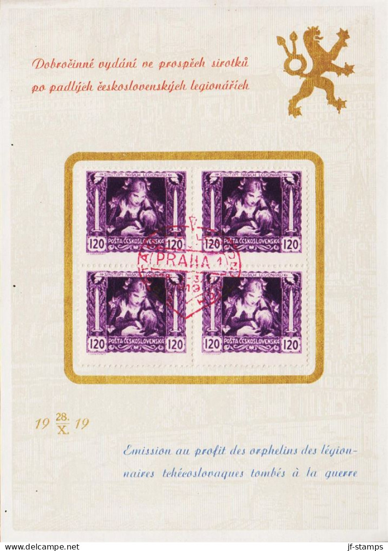 1919. CESKOSLOVENSKO. Legionaire Issue 120 H In 4block Beautifully Cancelled In Red PRAHA 1919 And Mounted... - JF545399 - Gebruikt