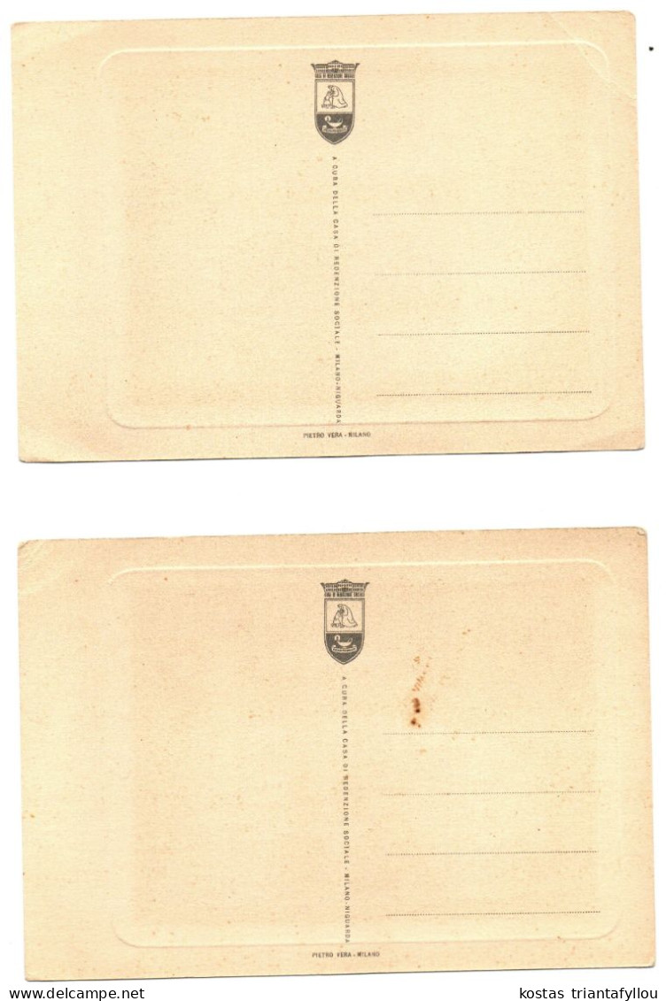 1.7.1,2 ITALY, MILANO, TWO ILLUSTRATION PSTCARDS, SIGNED BY D. BELLINI - Autres & Non Classés