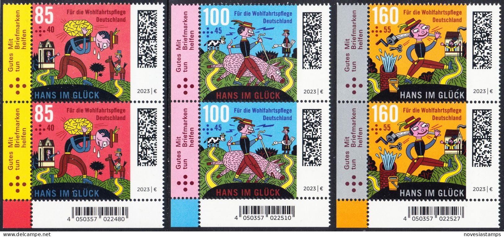 !a! GERMANY 2023 Mi. 3745-3747 MNH SET Of 3 Vert.PAIRS From Lower Left Corners - Grimm Fairytales: Hans Im Glueck - Unused Stamps