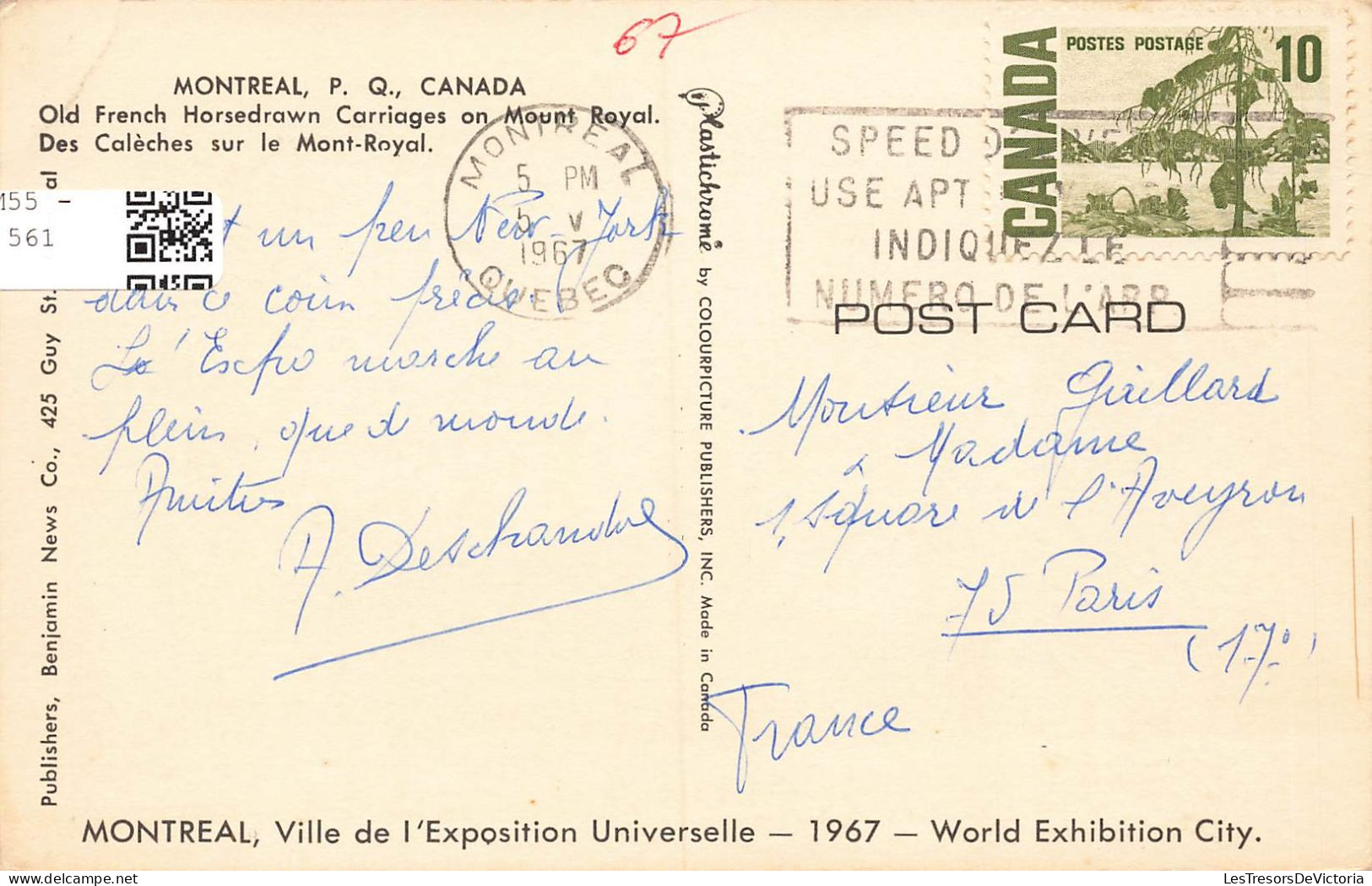 CANADA - Montréal - P Q - Canada - Des Calèches Sur Le Mont Royal - Animé - Carte Postale Ancienne - Montreal
