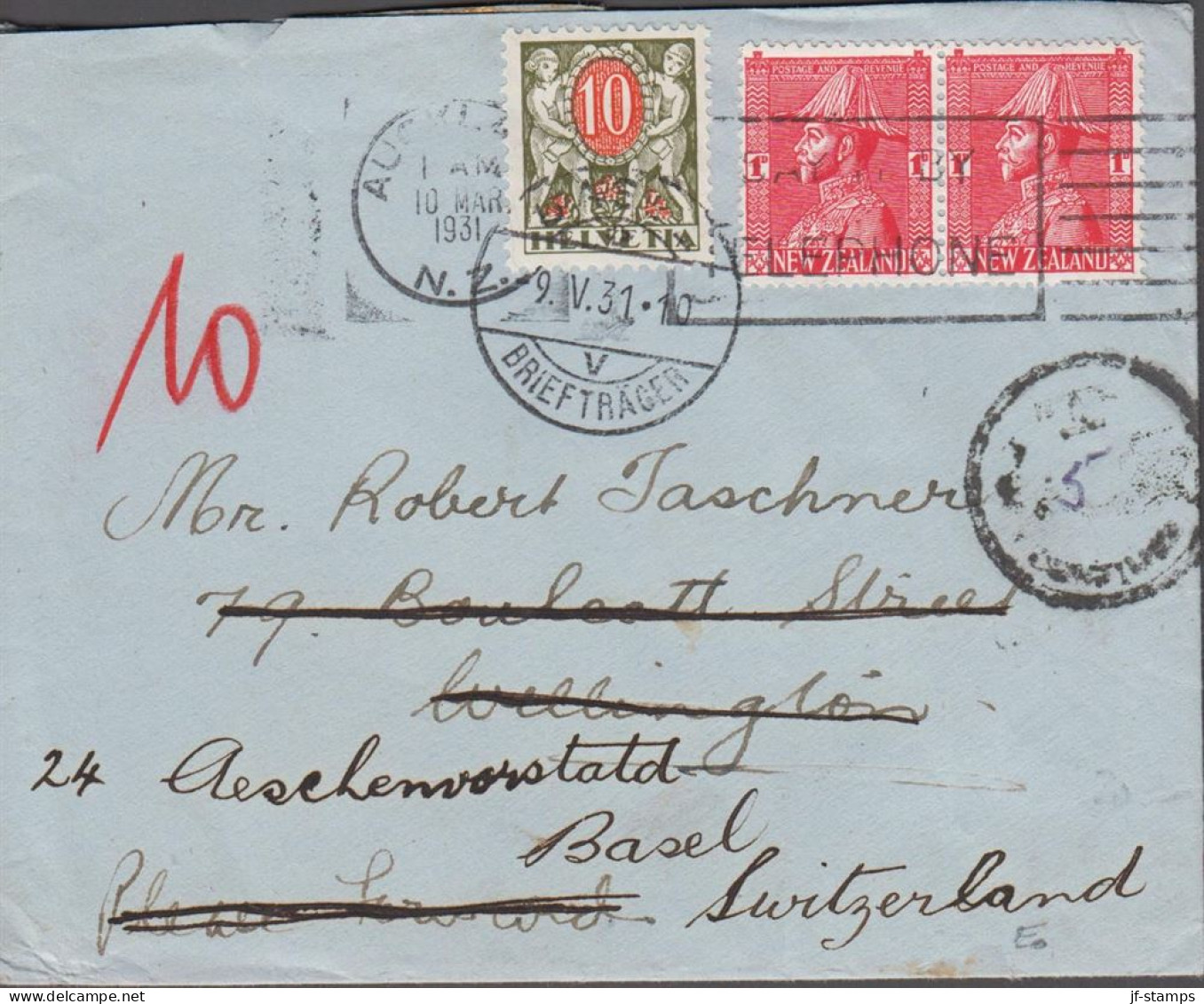 1931. New Zealand.  Georg V In Admiral Uniform Pair 1 D On Small Envelope To Wellington And ... (MICHEL 174+) - JF545408 - Brieven En Documenten