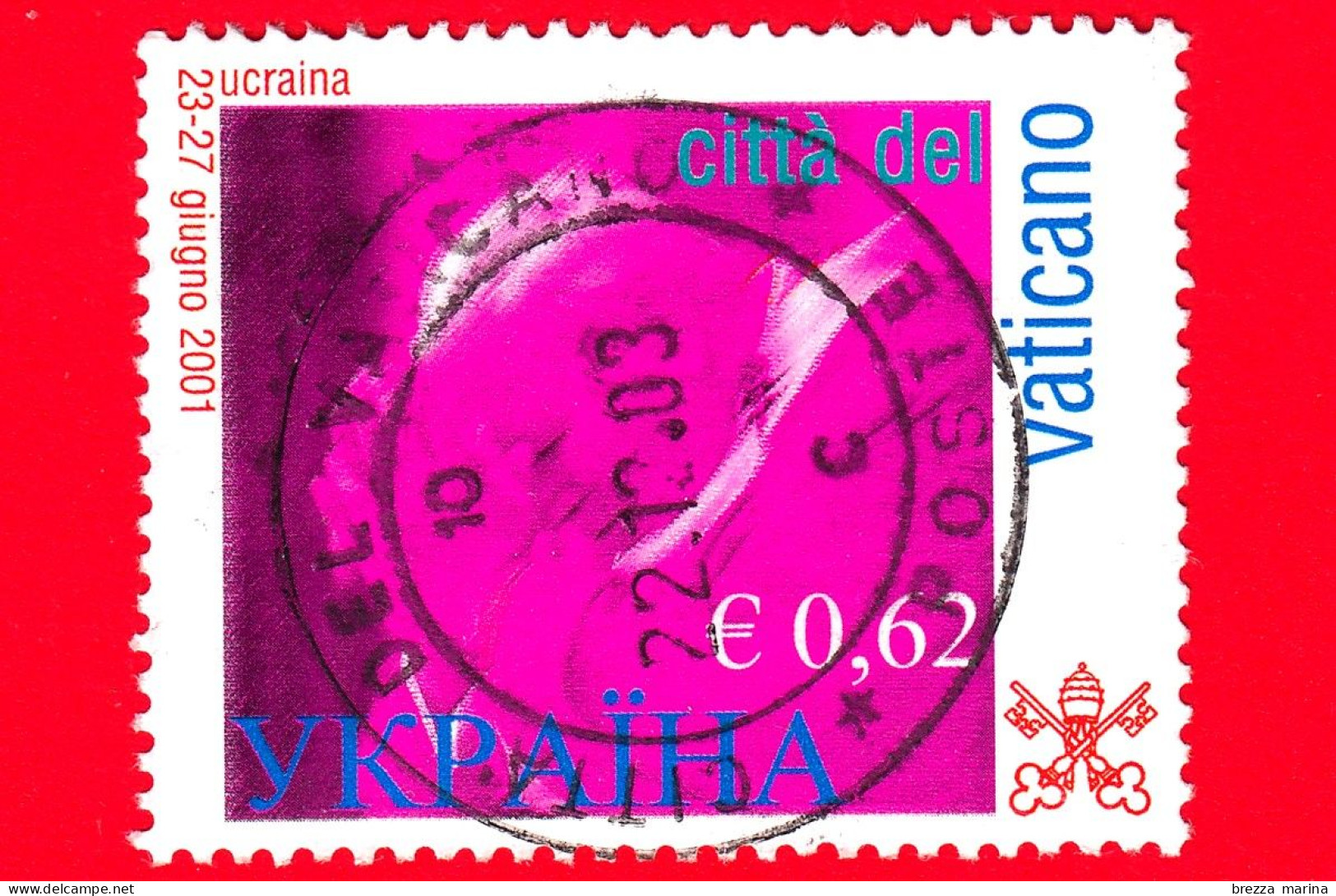 VATICANO  - Usato - 2002 - Viaggi Di Giovanni Paolo II Nel 2001 - Ucraina - 0,62 - Usados