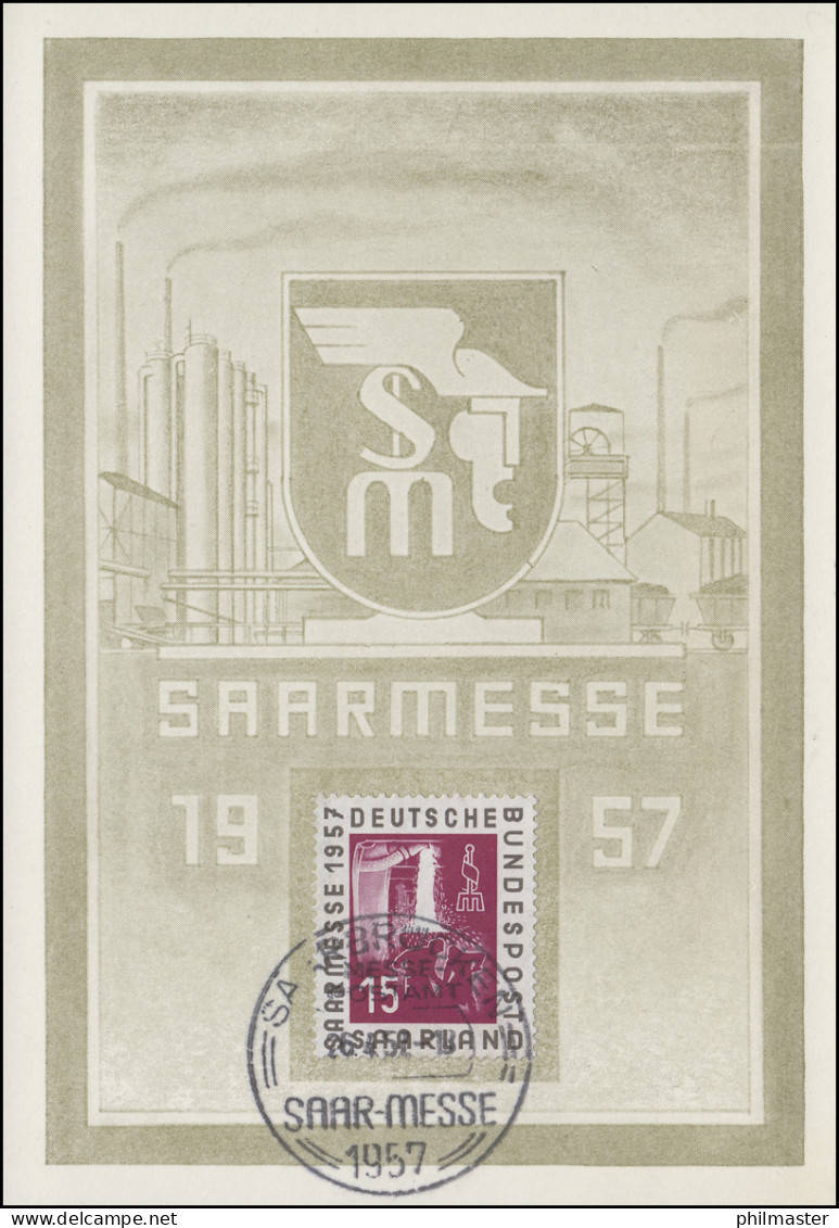 400 Saarmesse 1957 Auf Messekarte Passender SSt SAARBRÜCKEN 26.4.1957 - Covers & Documents