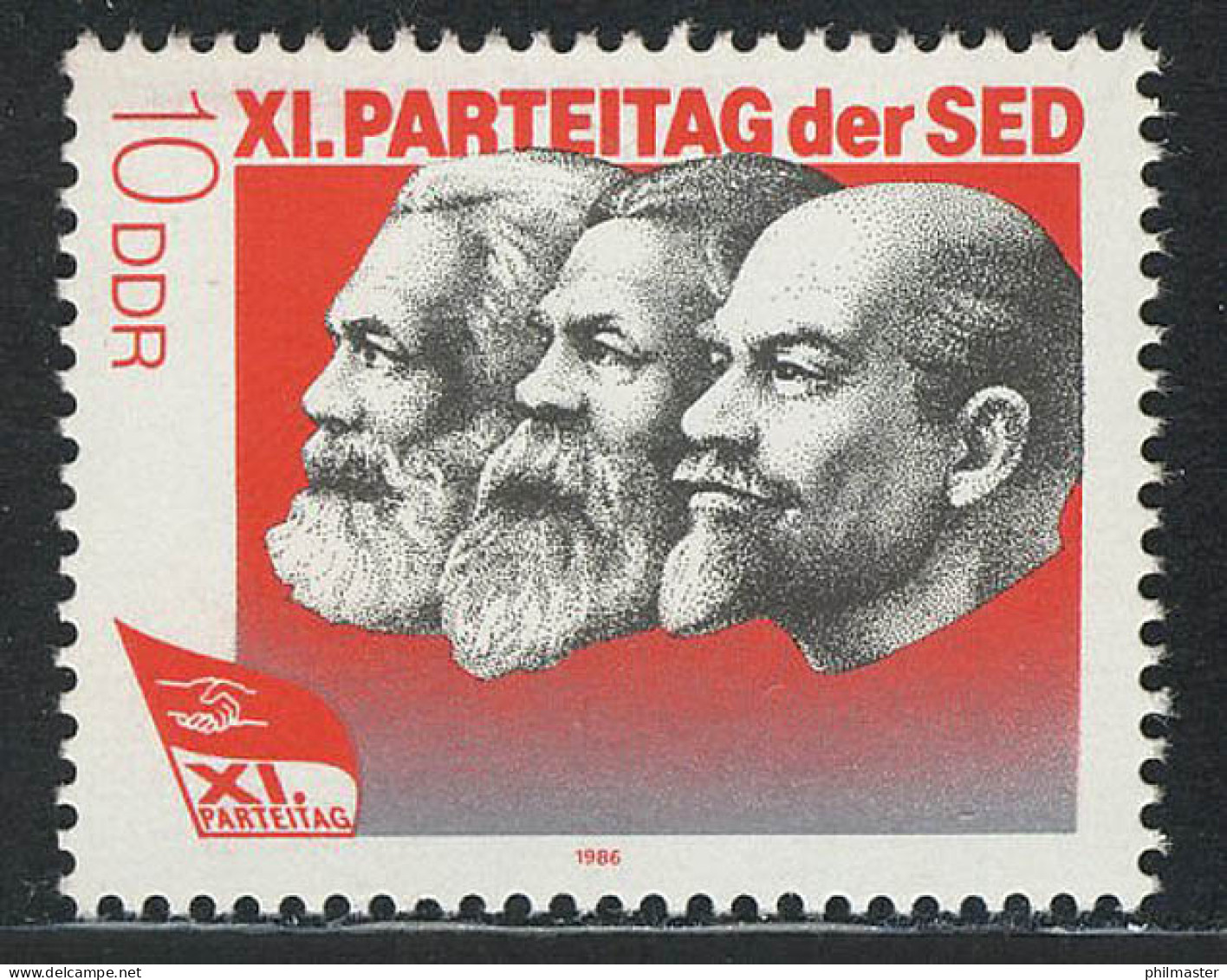 3009 SED 10 Pf 1986 Marx, Engels, Lenin ** - Ongebruikt