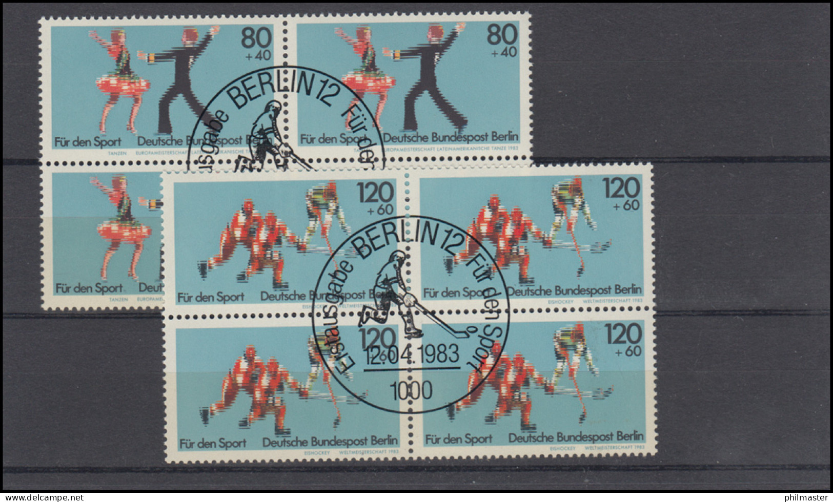 698-699 Sporthilfe Eishockey / Tanzen Vierer-Satz Zentrische ESSt BERLIN 12.4.83 - Used Stamps