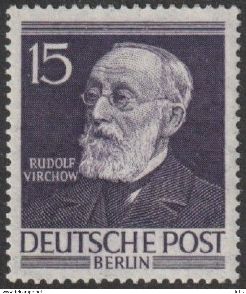 Berlin: 1952, Mi. Nr. 96, Männer Aus Der Geschichte Berlins, 15 Pfg. Prof. Rudolf Virchow.   **/MNH - Unused Stamps