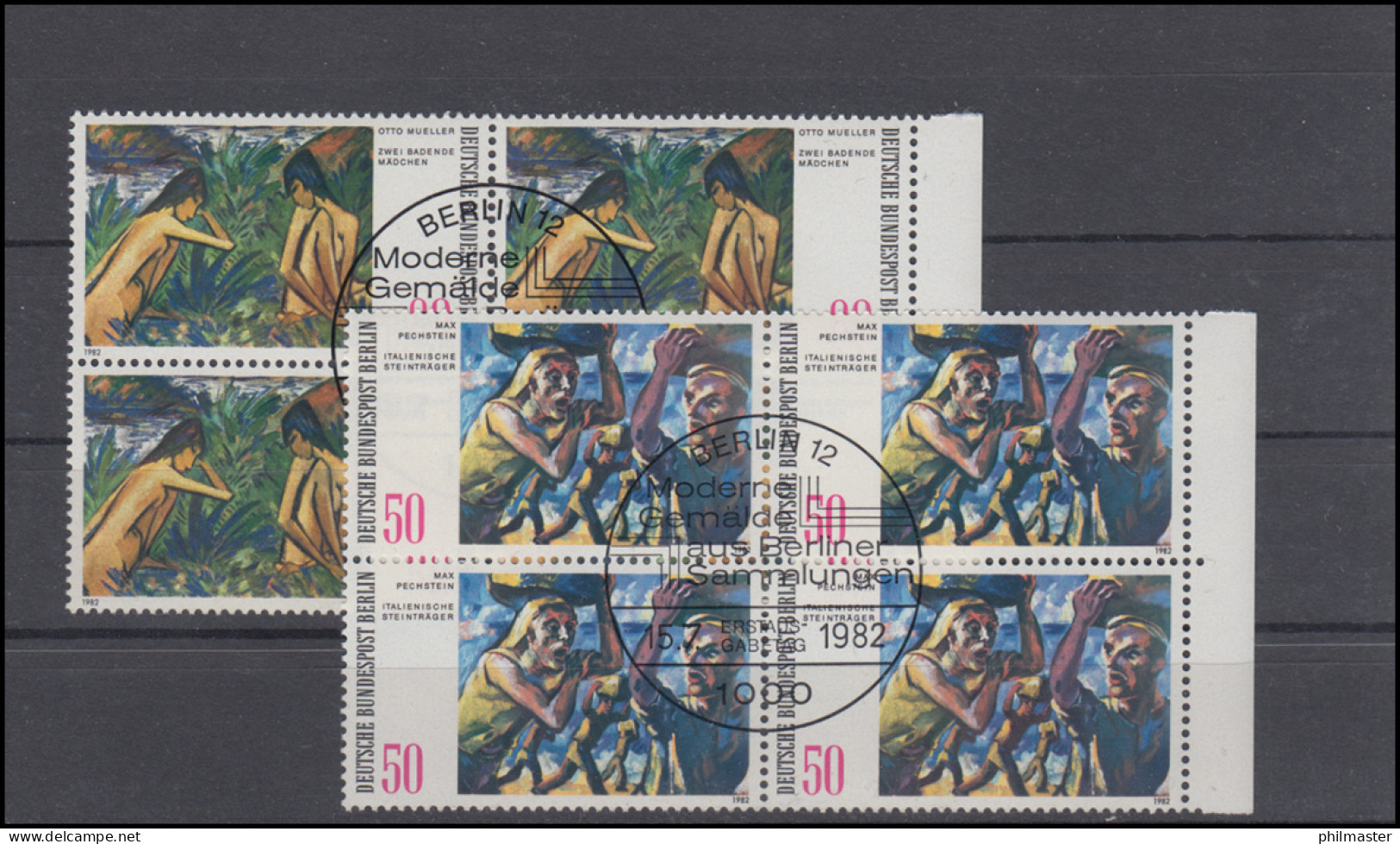 678-679 Mueller / Pechstein Gemälde Viererblock-Satz Zentrische ESSt - Used Stamps